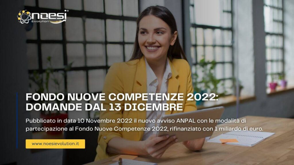 Fondo Nuove Competenze 2022 2023 domande dal 13 Dicembre